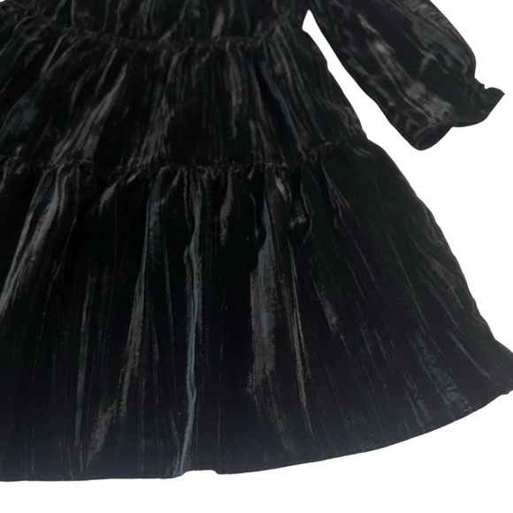 Zara Girl’s Crushed Velvet Black Tiered Dress Size 8 - Picture 3 of 7